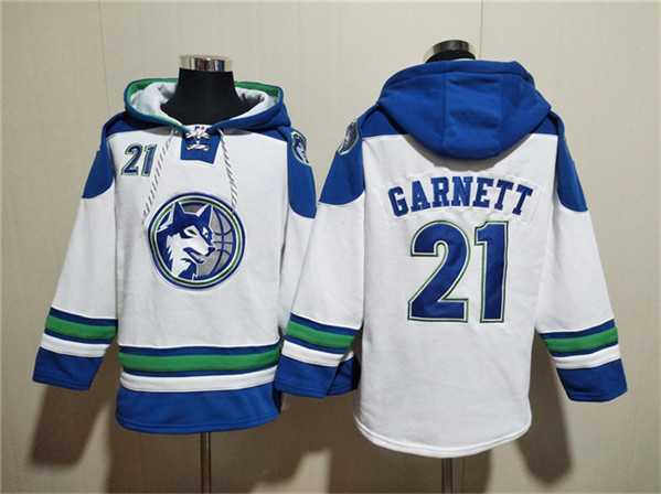 Men's Minnesota Timberwolves #21 Kevin Garnett White Lace-Up Pullover Hoodie,We sell and wholesale Men's Minnesota Timberwolves #21 Kevin Garnett White Lace-Up Pullover Hoodie on line form chian!